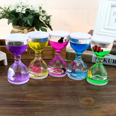 Creative Animal Oil Drop Leak Toy Plastic Funnel Decoration Liquid Hourglass Dynamic Timer Children's Crafts Toys Birthday Gifts