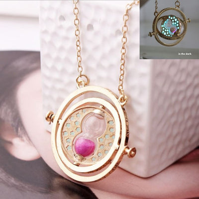 Time-Turner Necklace Pendant Hourglass Necklaces GLOW in the DARK night for boy girl women men necklace Holiday gift