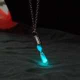 2019 Glow In The Dark Glass Pendant Necklace Women  Hourglass Necklace  Silver Chain Luminous Stone Women Pendant Jewelry