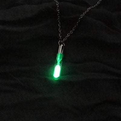 2019 Glow In The Dark Glass Pendant Necklace Women  Hourglass Necklace  Silver Chain Luminous Stone Women Pendant Jewelry