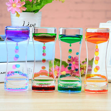 New Floating Color Mix Illusion Timer Liquid Motion Visual Slim liquid Oil Glass Acrylic Hourglass Timer Clock Ornament Desk