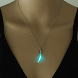 2019 Glow In The Dark Glass Pendant Necklace Women  Hourglass Necklace  Silver Chain Luminous Stone Women Pendant Jewelry