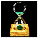 Wood Glass Iron Powder Sand Iron Flowering Magnetic Hourglass 13.5 * 5.5 CM Wooden Seat with Packaging Gifts Home Decor