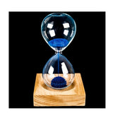 Wood Glass Iron Powder Sand Iron Flowering Magnetic Hourglass 13.5 * 5.5 CM Wooden Seat with Packaging Gifts Home Decor