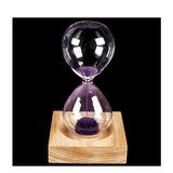 Wood Glass Iron Powder Sand Iron Flowering Magnetic Hourglass 13.5 * 5.5 CM Wooden Seat with Packaging Gifts Home Decor