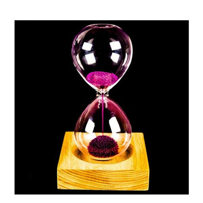 Wood Glass Iron Powder Sand Iron Flowering Magnetic Hourglass 13.5 * 5.5 CM Wooden Seat with Packaging Gifts Home Decor