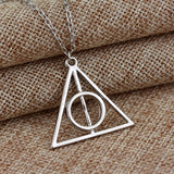 Hot Fashion Long Necklaces Deathly Hallows Pendant Necklace Triangle Rotatable Necklace Time Converter Hourglass Movie Jewelry