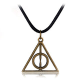 Hot Fashion Long Necklaces Deathly Hallows Pendant Necklace Triangle Rotatable Necklace Time Converter Hourglass Movie Jewelry