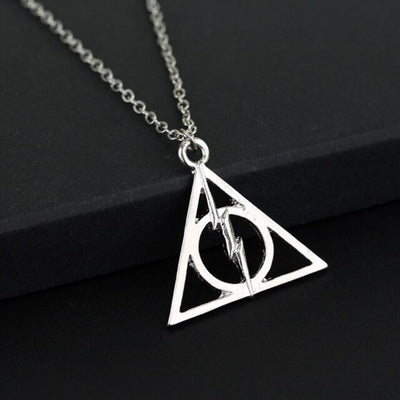 Hot Fashion Long Necklaces Deathly Hallows Pendant Necklace Triangle Rotatable Necklace Time Converter Hourglass Movie Jewelry