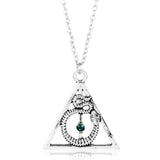 Hot Fashion Long Necklaces Deathly Hallows Pendant Necklace Triangle Rotatable Necklace Time Converter Hourglass Movie Jewelry