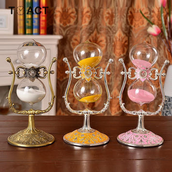 European Classical Hourglass 60 Minute Chaotic  Metal Hd Glass Crafts Birthday Gifts Sand Hourglass