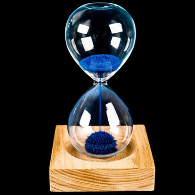 Wood+glass + Iron Powder Sand Iron Flowering Magnetic Hourglass with Packaging Hourglass 13.5 * 5.5cm Wooden Seat 8 * 8 * 2cm