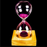 Wood+glass + Iron Powder Sand Iron Flowering Magnetic Hourglass with Packaging Hourglass 13.5 * 5.5cm Wooden Seat 8 * 8 * 2cm