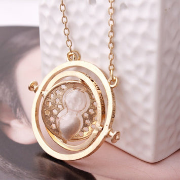 Hot Sell Trinket Time Turner Necklaces Pendants Hourglass Vintage Time Converter Gold Long Chain Pendant Necklace For Women Girl