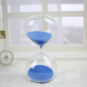 5min/15min/30min Round Transparent Sand Hourglass Sandglass Color Sand Timer Room Decoration Red, Green, Blue, Pink C