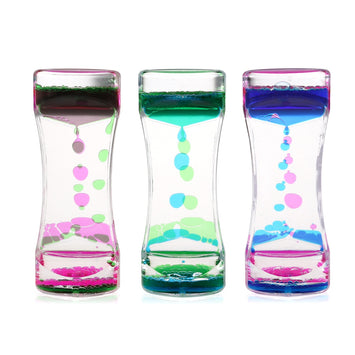 BESTOMZ 3pcs Double Colors Oil Hourglass Liquid Motion Bubble Timer with Pretty Waist Desk Decor Birthday Gift Children Toy