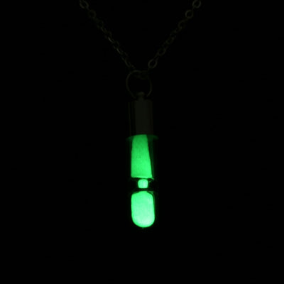 Glow In The Dark hourglass Necklace Glass Pendant Necklace Silver Chain Luminous Jewelry Women Gifts Gem Accessories