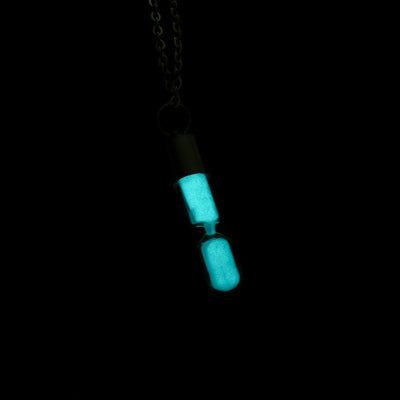 Glow In The Dark hourglass Necklace Glass Pendant Necklace Silver Chain Luminous Jewelry Women Gifts Gem Accessories