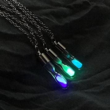 Luminous Hourglass Pendant Necklace Glowing Bead In The Dark  Choker Luminous Stone Accessories Gift Men Women Jewelry