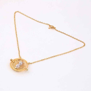 GENBOLI Time Turner Necklace Rotating Spins Gold Hourglass Pendant Vintage Round Men Women Jewelry Christmas Gift For Children