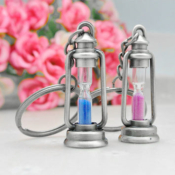 New 1 Pair Vintage Metal Hourglass Key Chain Charm Lamp Shape Key Ring For Keys Car Bag Couple Lovers KeyChain Gift