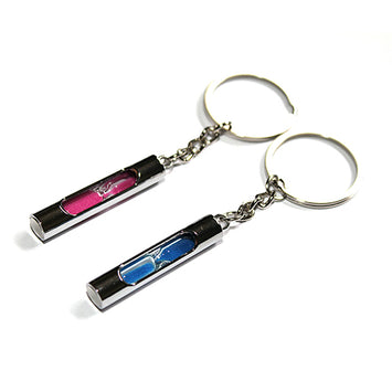 2 Classic Hourglass Key Chains Sand Timer Keychains for Perfect Valentine's Day Gift Pink Blue