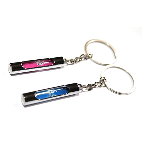 2 Classic Hourglass Key Chains Sand Timer Keychains for Perfect Valentine's Day Gift Pink Blue