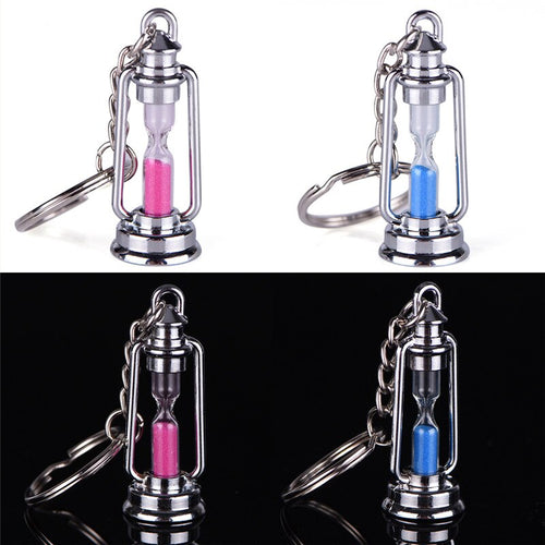 1 Pair Novelty Metal Lamp Shape Hourglass Keychain Fashion Lover Couples Friends Nice Key Chain Creative Trinket Gifts