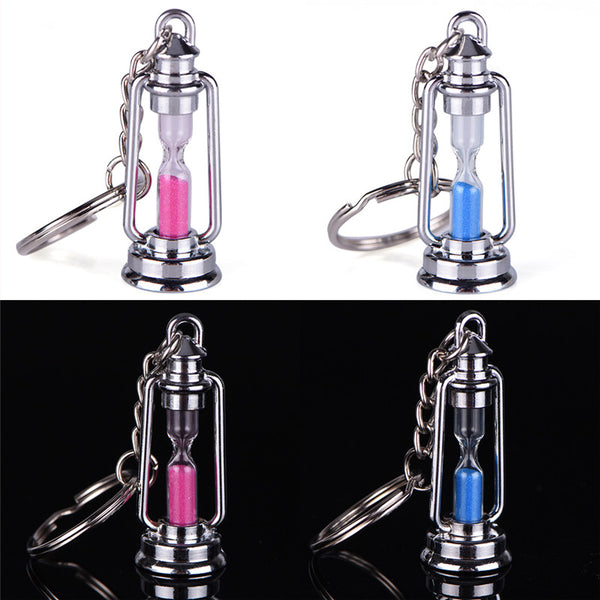 Novelty Metal Lamp Shape Hourglass Keychain Fashion Lover Couples Friends Nice Key Chain Creative Trinket Gifts 1 Pair