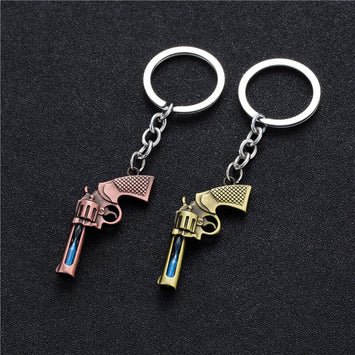 Hourglass revolver pistol original military soft toys gun pendant keychain Automatic trinket key chain holder ring for men's car