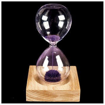 Best Purple wood + glass + iron powder sand iron flowering magnetic hourglass with packaging hourglass 13.5 * 5.5cm wooden sea