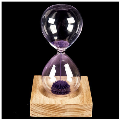 Best Purple wood + glass + iron powder sand iron flowering magnetic hourglass with packaging hourglass 13.5 * 5.5cm wooden sea