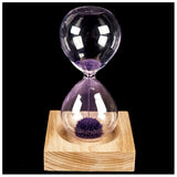 Best Purple wood + glass + iron powder sand iron flowering magnetic hourglass with packaging hourglass 13.5 * 5.5cm wooden sea