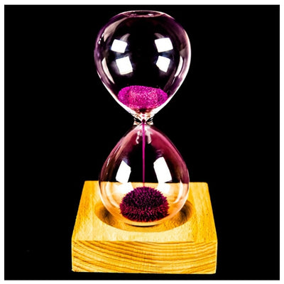 Best Purple wood + glass + iron powder sand iron flowering magnetic hourglass with packaging hourglass 13.5 * 5.5cm wooden sea