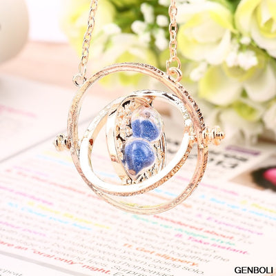 Charm Elegant Eye-catching Cool Fashion Magic Time Turner Necklace Rotating Spins Hourglass Necklace