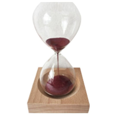 wood+glass + iron powder sand iron flowering magnetic hourglass with packaging hourglass 13.5 * 5.5cm wooden seat 8 * 8 * 2cm