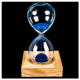 wood+glass + iron powder sand iron flowering magnetic hourglass with packaging hourglass 13.5 * 5.5cm wooden seat 8 * 8 * 2cm