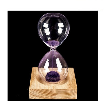 wood + glass + iron powder sand iron flowering magnetic hourglass 13.5 * 5.5cm wooden seat with packaging Gift