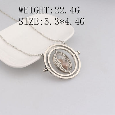 20pcs/lot Time Turner Necklace Chain Deathly Hallows Silver Gold Hourglass Time Converter Fashion Jewelry For Women Girl Gifts