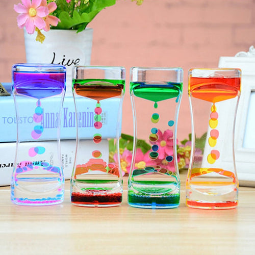 Home Decor Desktop Liquid Floating Oil Hourglass Motion Count Decal Down Timer Clock Visual Timer Oil Drop Acrylic Hourglass