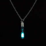 Luminous Jewelry Women Gifts Gem Accessories Glow In The Dark hourglass Necklace Glass Pendant Necklace Silver Chain