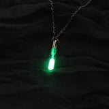 Luminous Jewelry Women Gifts Gem Accessories Glow In The Dark hourglass Necklace Glass Pendant Necklace Silver Chain