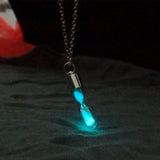 Luminous Jewelry Women Gifts Gem Accessories Glow In The Dark hourglass Necklace Glass Pendant Necklace Silver Chain