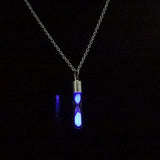 Luminous Jewelry Women Gifts Gem Accessories Glow In The Dark hourglass Necklace Glass Pendant Necklace Silver Chain