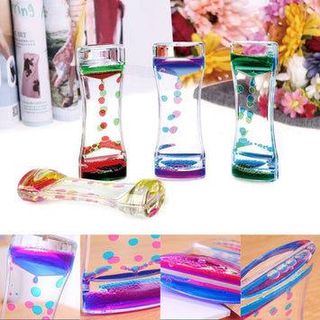 1PC Double Color Floating Liquid Oil Acrylic Hourglass Liquid Visual Movement Hourglass Timer Home Desk Table Decoration